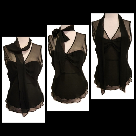 BCBGMaxAzria Silk Bow Collar Camisole Top - Picture 15 of 16